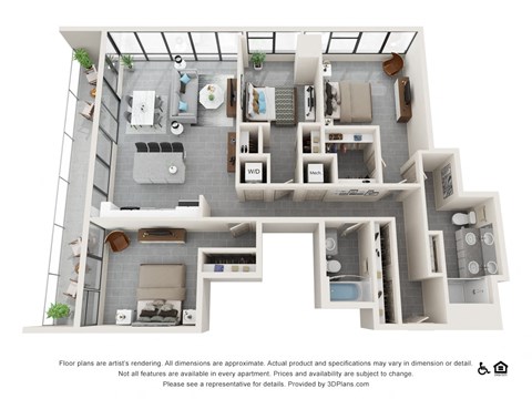 Floor plan for 3 beds, 2 baths, 1501 sqft